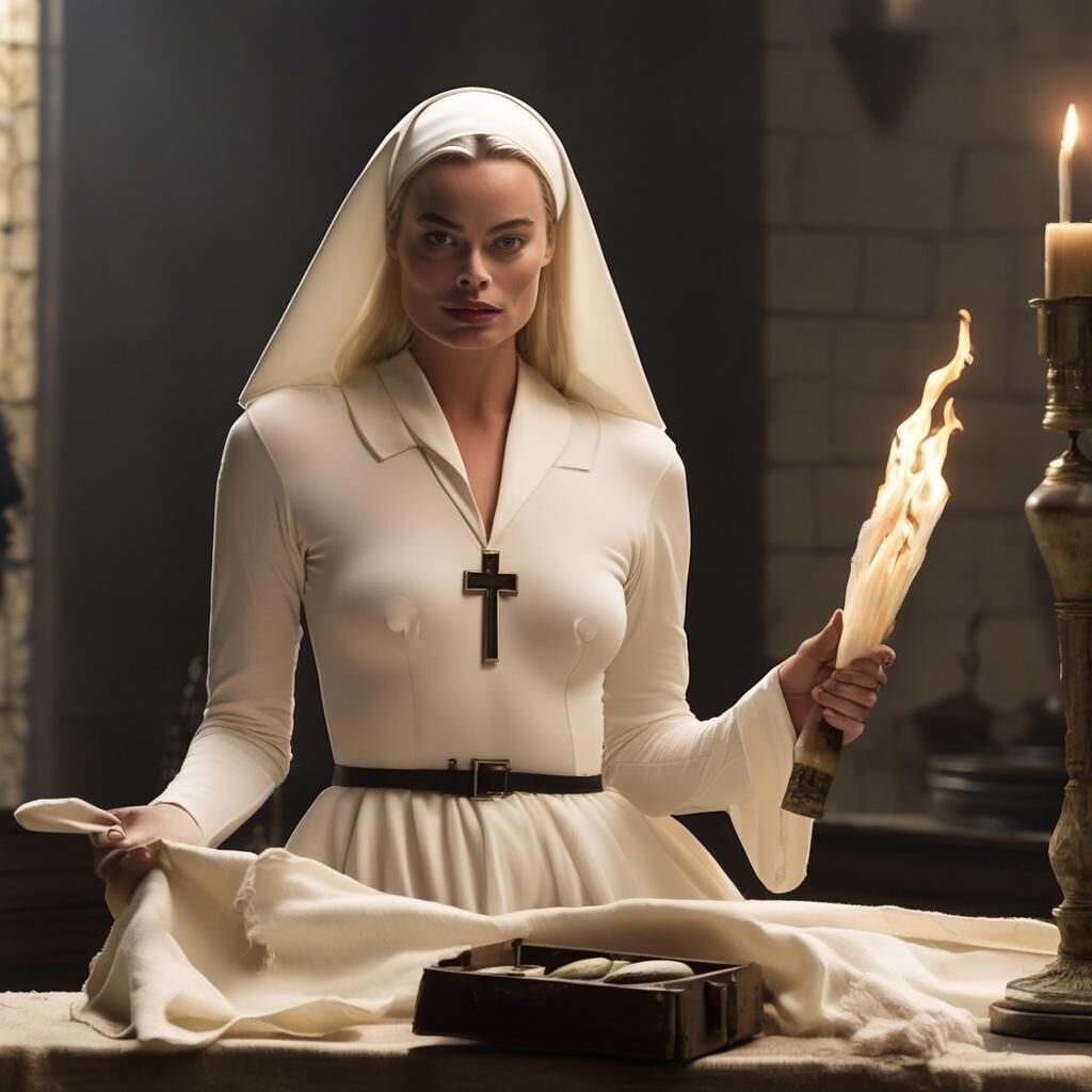 AI Margot Robbie Naughty Nun - Comment with requests