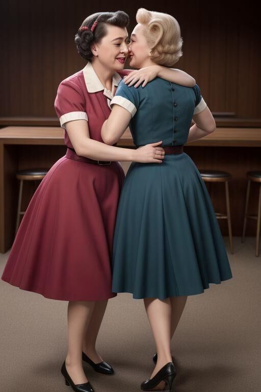 AI 1950s lesbian kissing