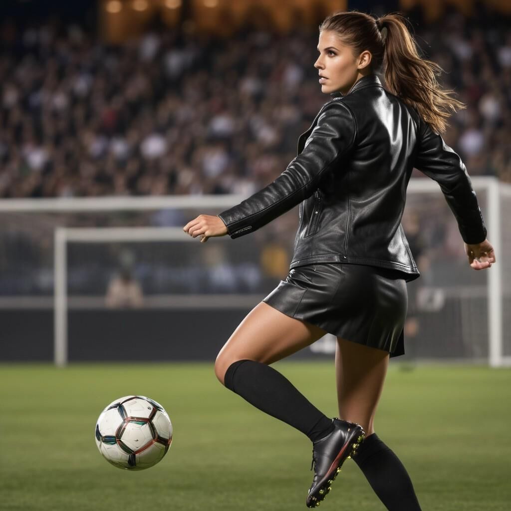 A.I. Alex Morgan playing soccer in Leather