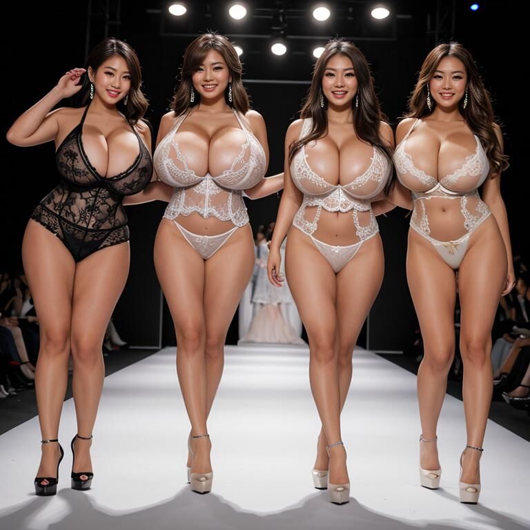 Busty Asian Lingerie Runway Models 2