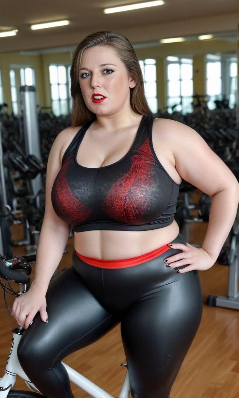 AI BBW Model Sandra im Fitnessstudio