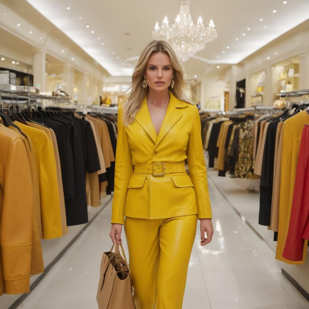 A.I. Jess fait du shopping en cuir jaune