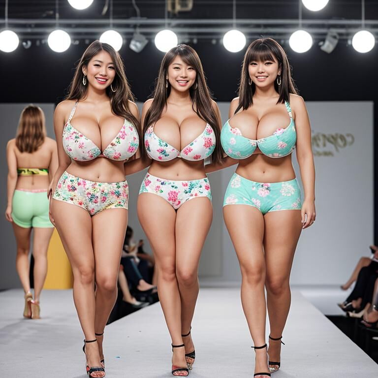 Busty Asian Lingerie Runway Models 2