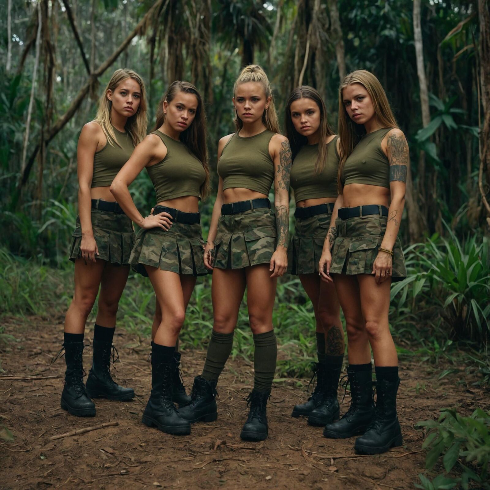 Pelotón de chicas del ejército - Bosque tropical