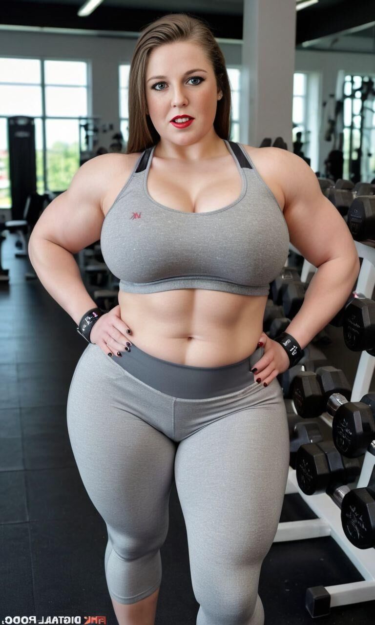 AI BBW Model Sandra im Fitnessstudio