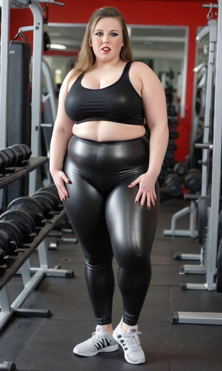 AI BBW Model Sandra im Fitnessstudio