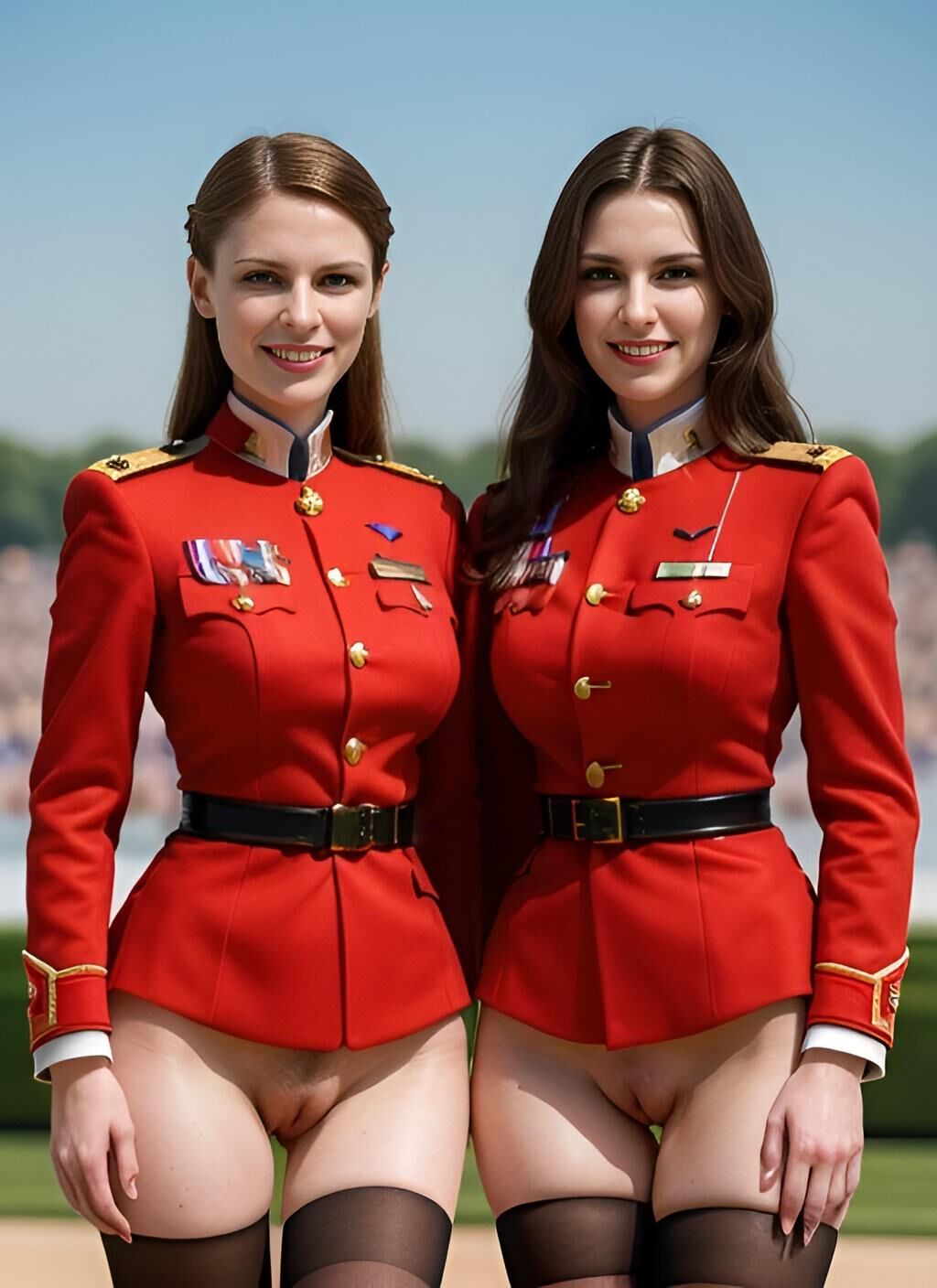 groups of military ladies in their parade uniform 01