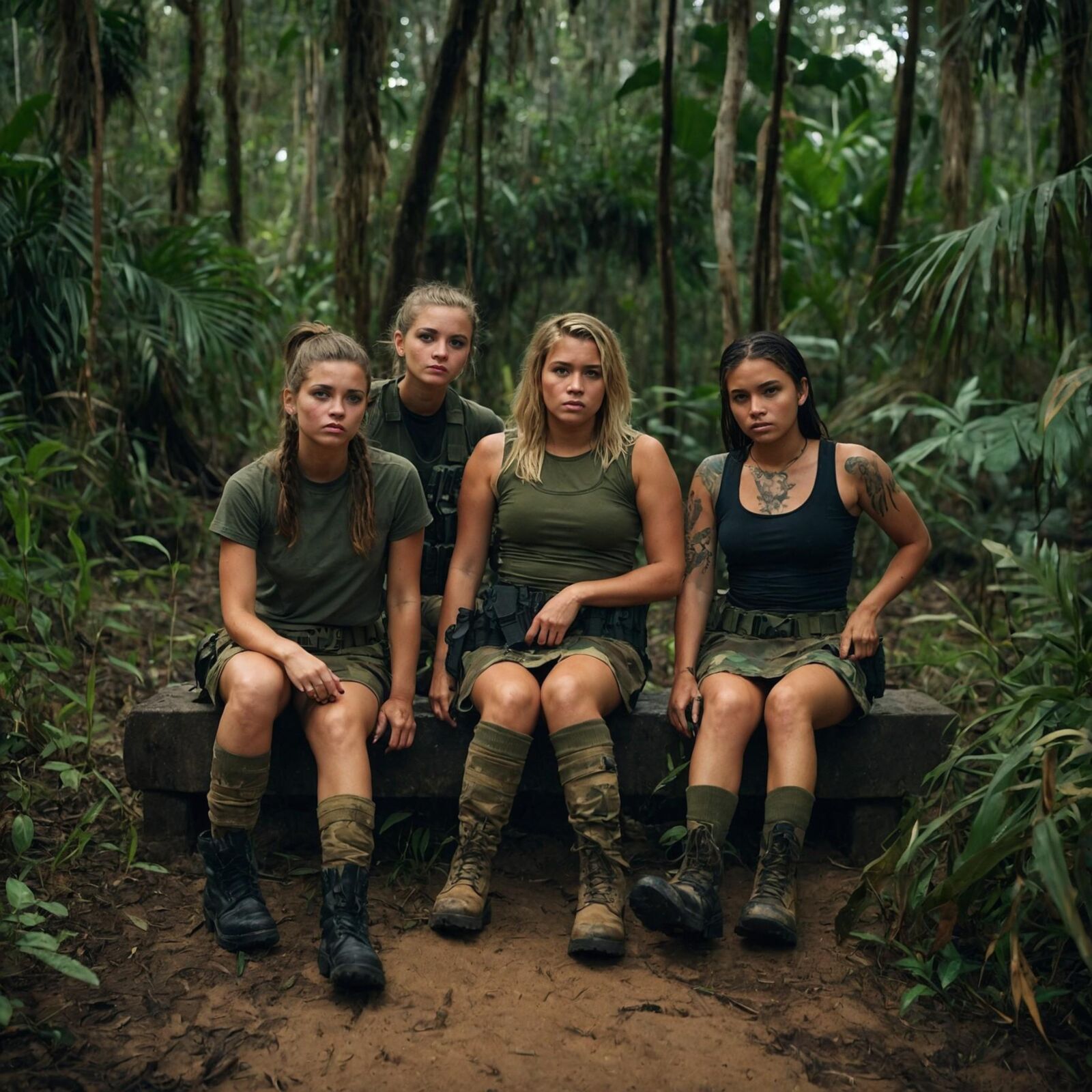 Pelotón de chicas del ejército - Bosque tropical