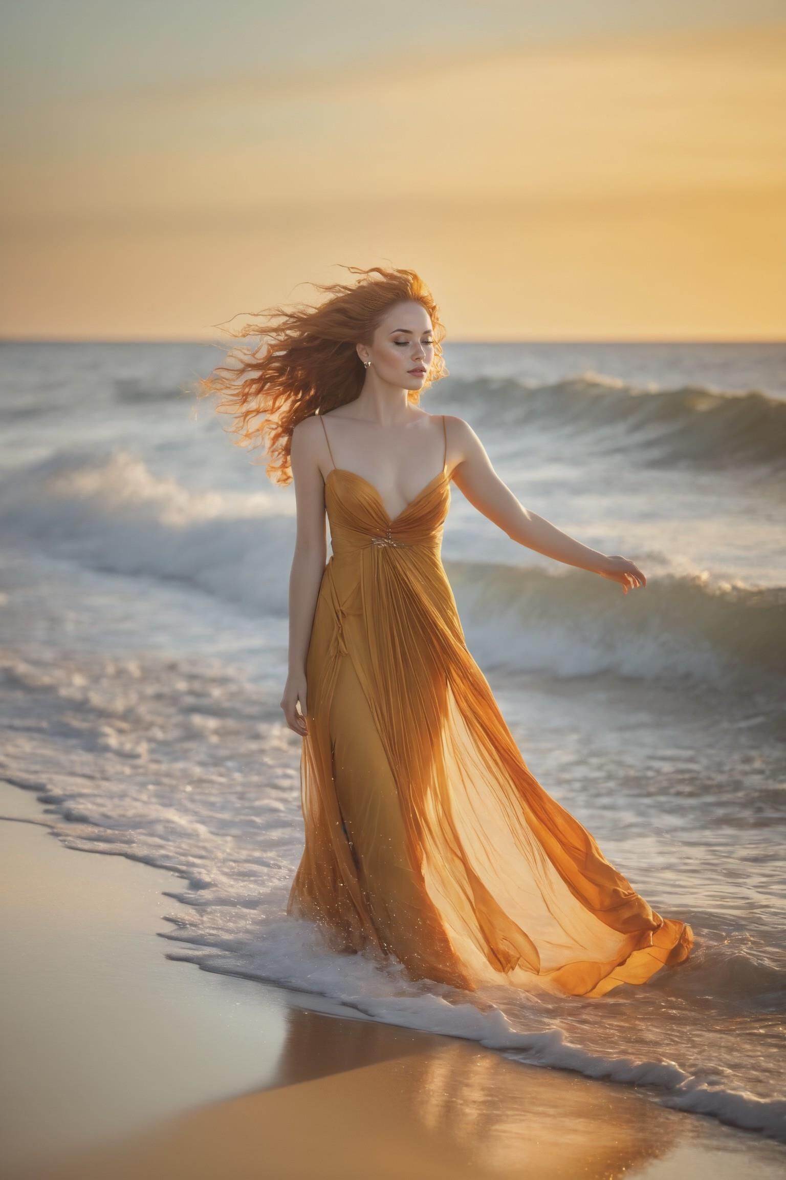 Siren of the Sunset A Vision of Radiance on the Shoreline