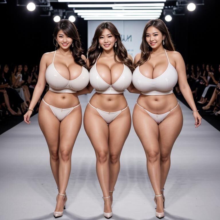 Busty Asian Lingerie Runway Models 1