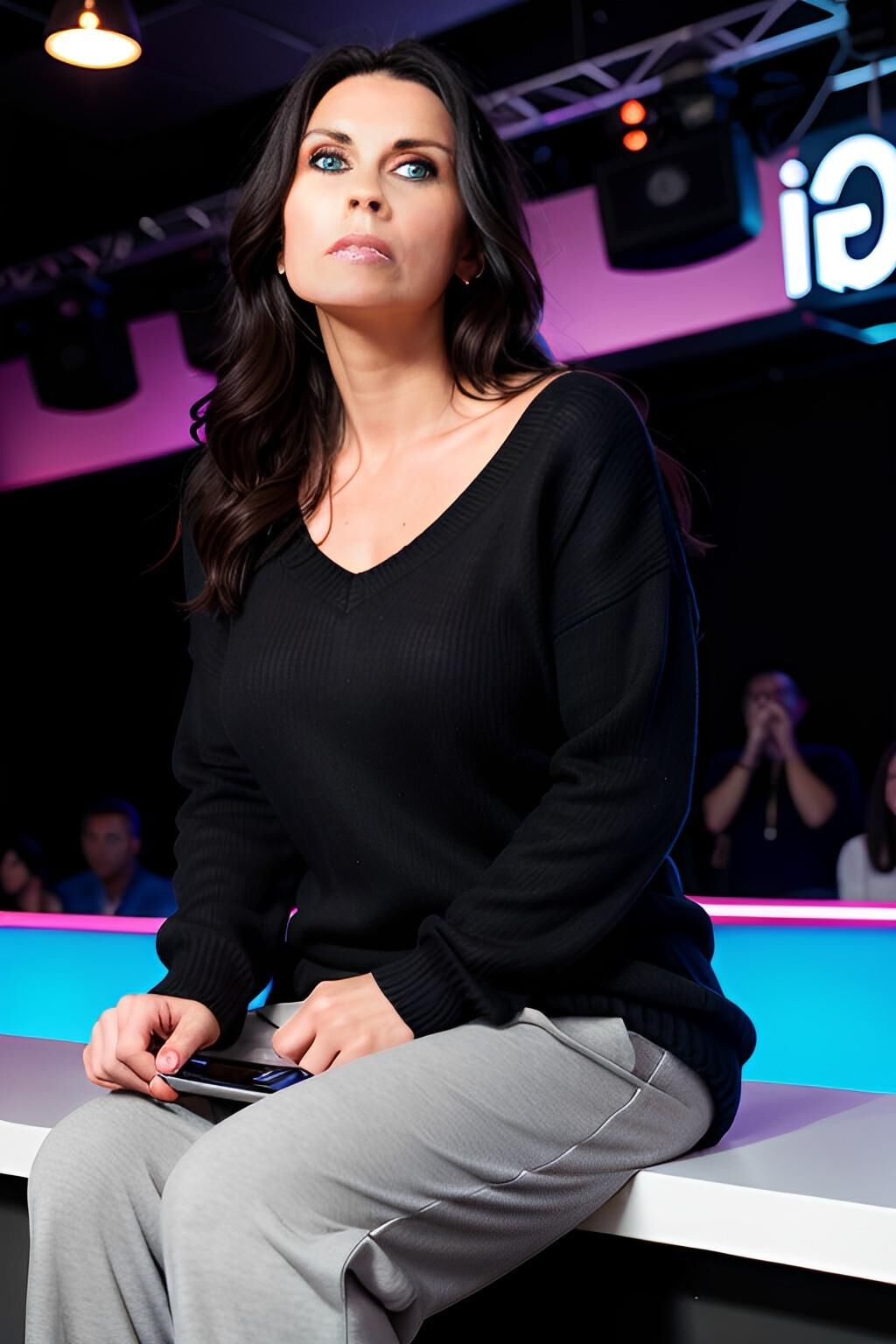 AI -Middle aged mom stripping on stage 