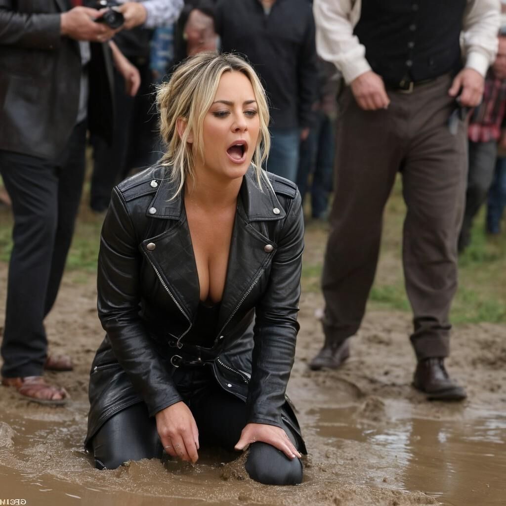 A.I. Kaley Cuoco in Leather