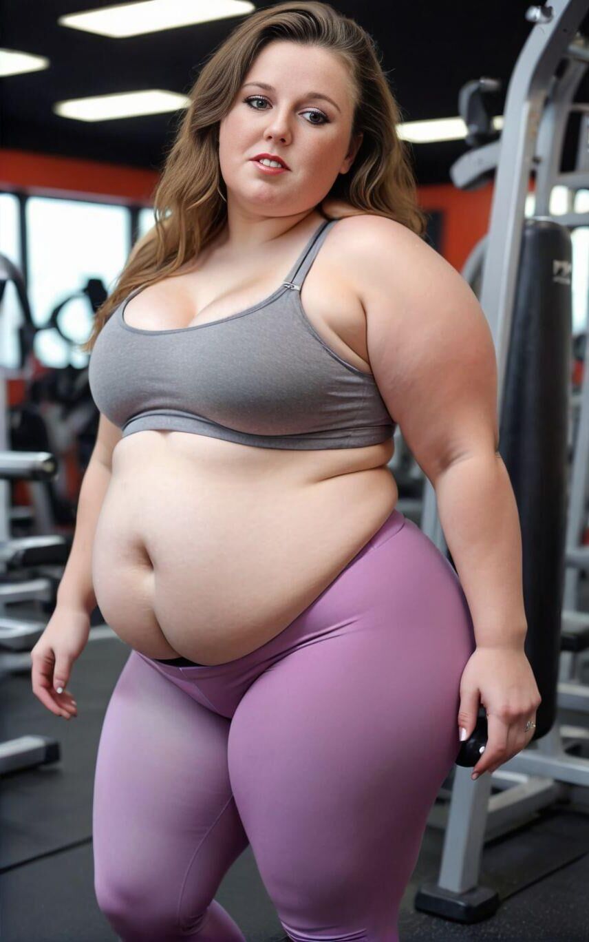 AI BBW Model Sandra im Fitnessstudio