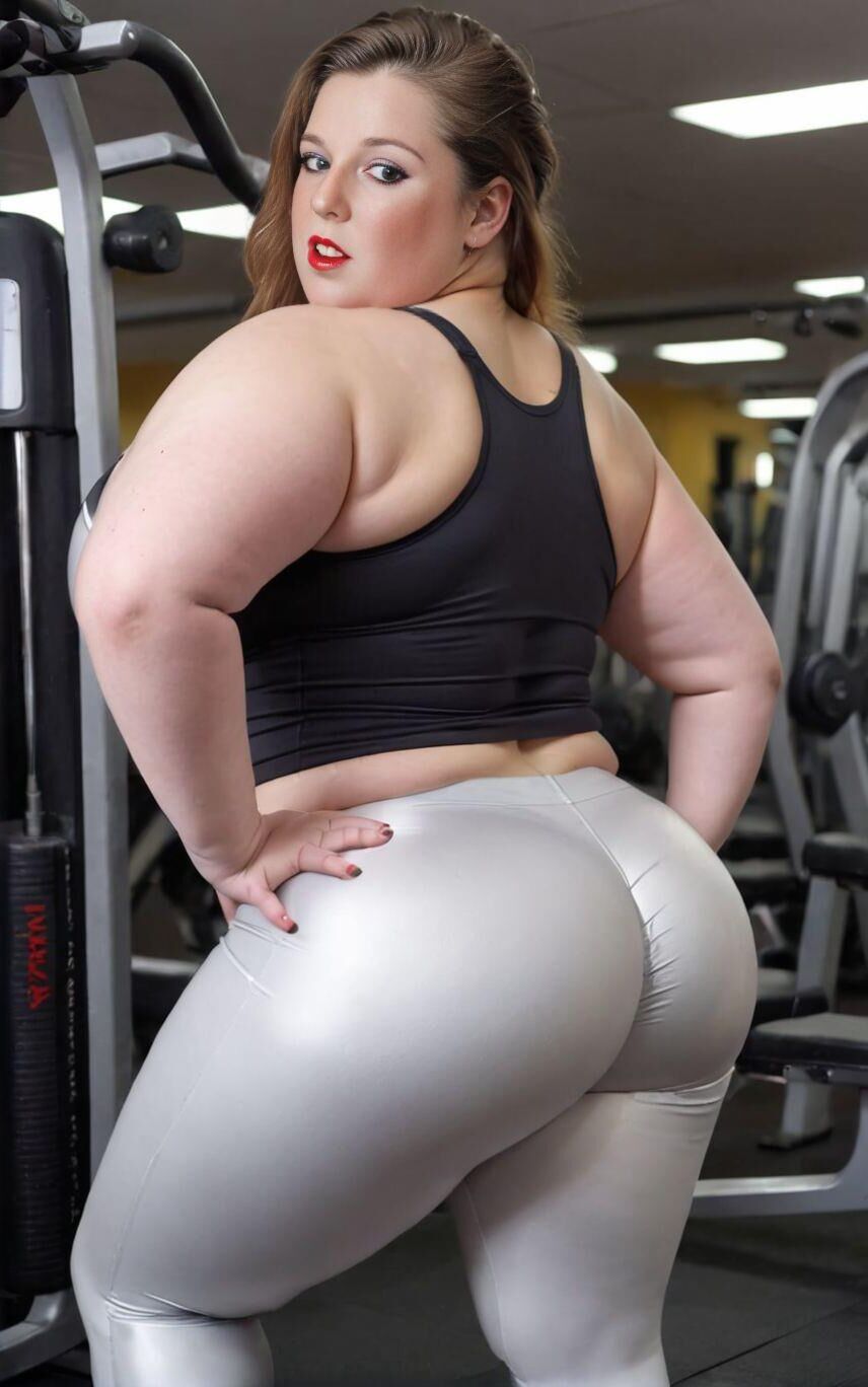 AI BBW Model Sandra im Fitnessstudio