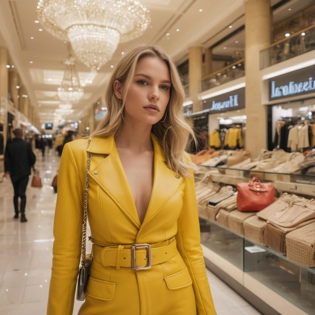 A.I. Jess fait du shopping en cuir jaune