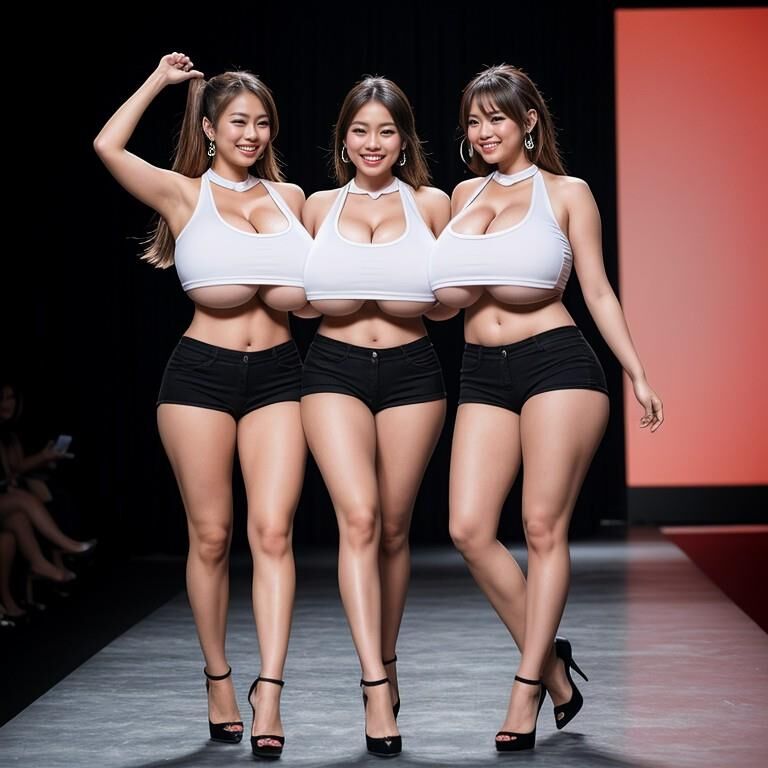 Busty Asian Lingerie Runway Models 2