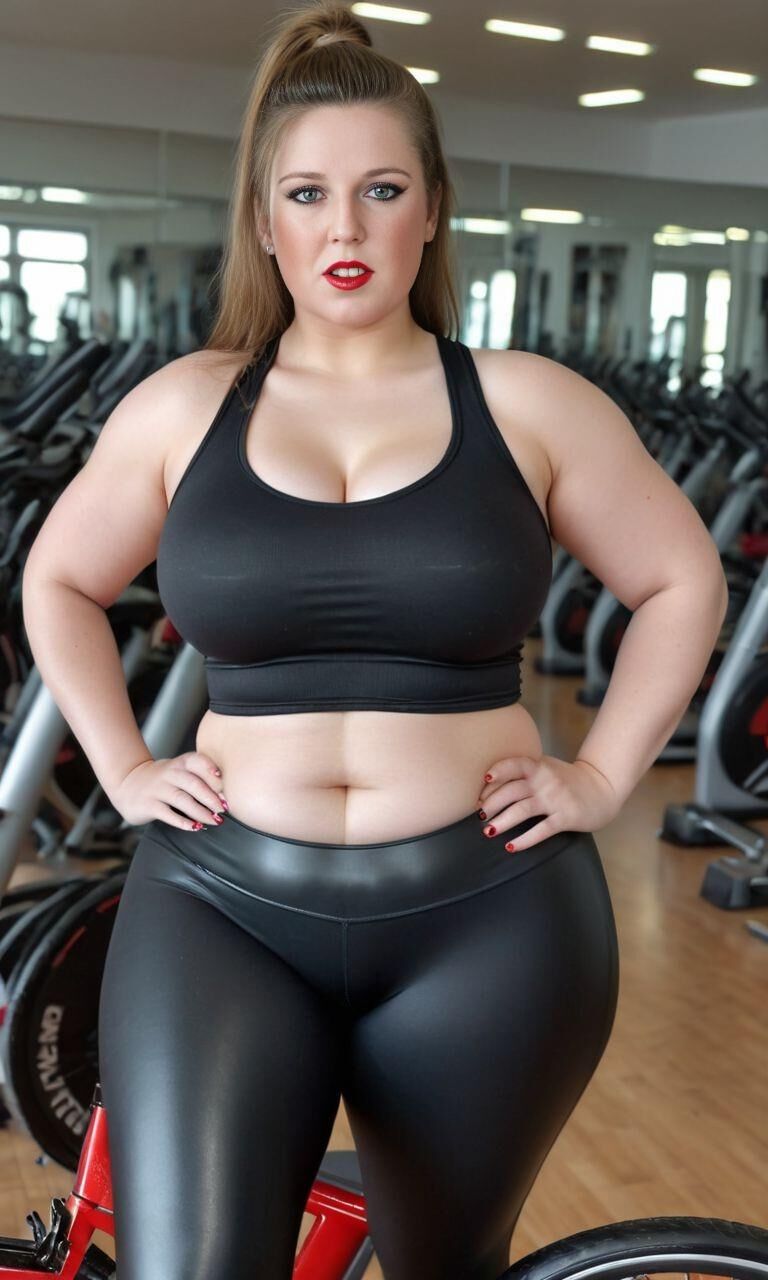 AI BBW Model Sandra im Fitnessstudio