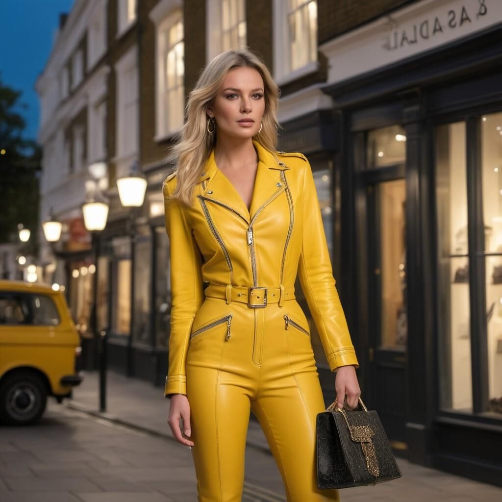 A.I. Jess fait du shopping en cuir jaune