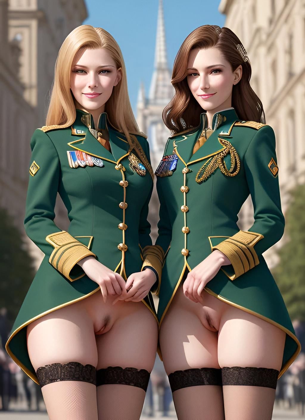 groups of military ladies in their parade uniform 01