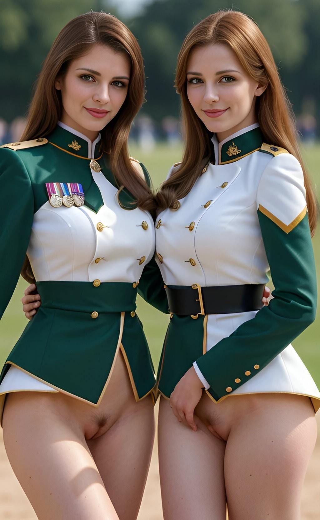 groups of military ladies in their parade uniform 01