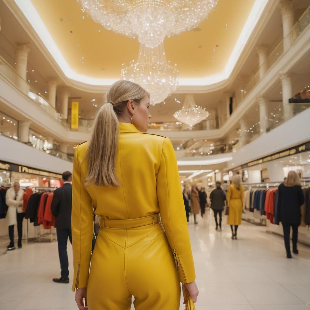 A.I. Jess fait du shopping en cuir jaune