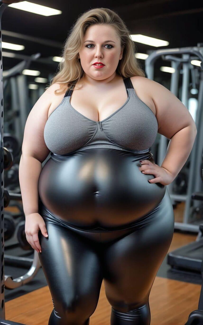 AI BBW Model Sandra im Fitnessstudio