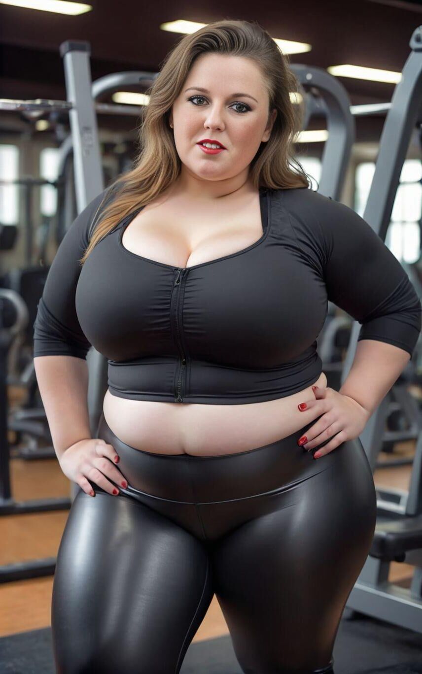 AI BBW Model Sandra im Fitnessstudio