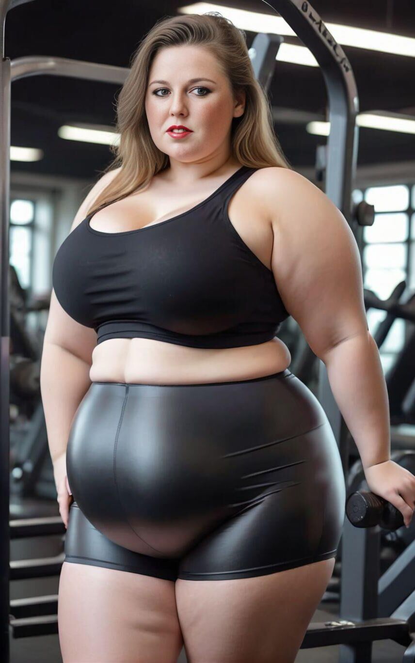 AI BBW Model Sandra im Fitnessstudio