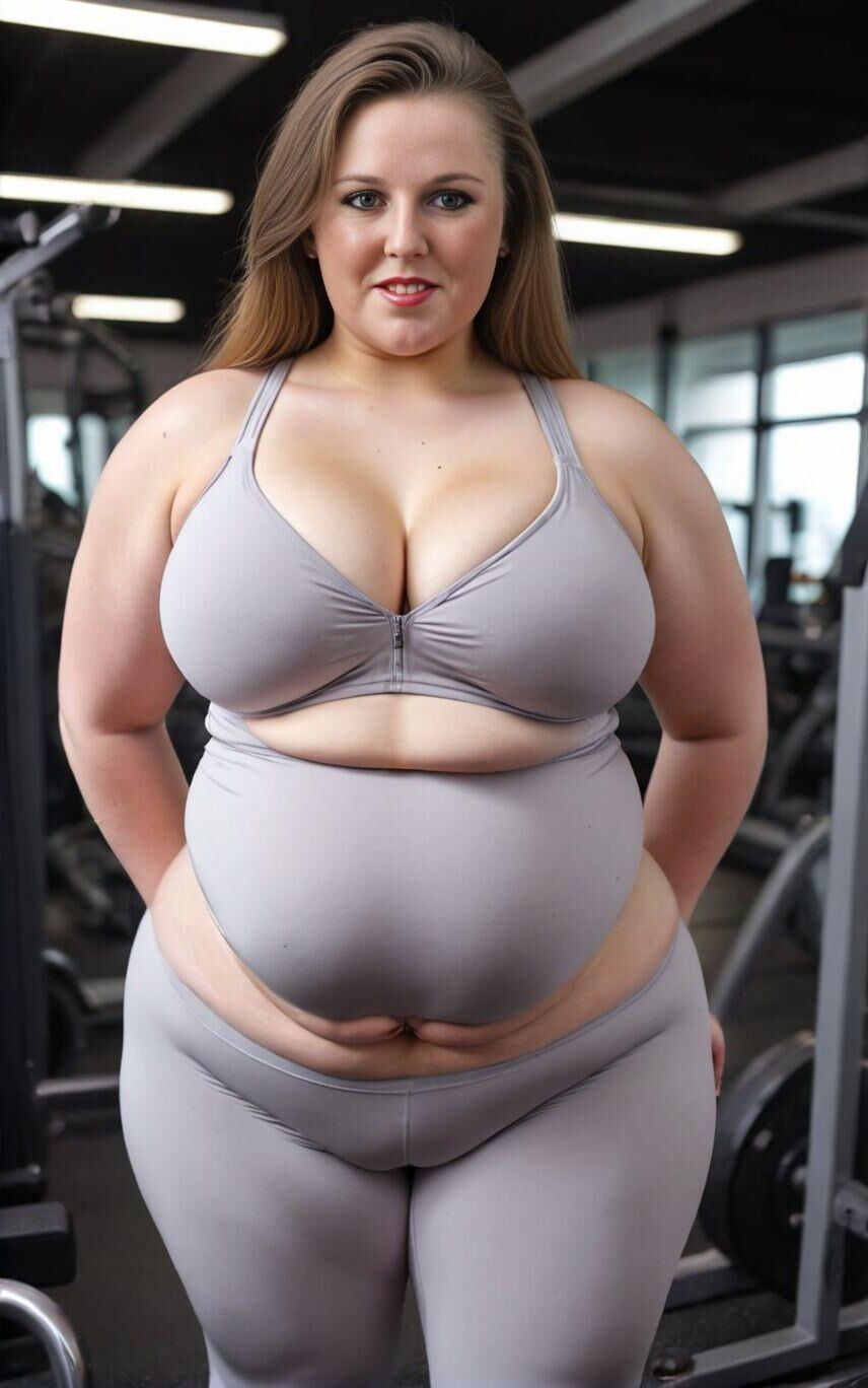 AI BBW Model Sandra im Fitnessstudio