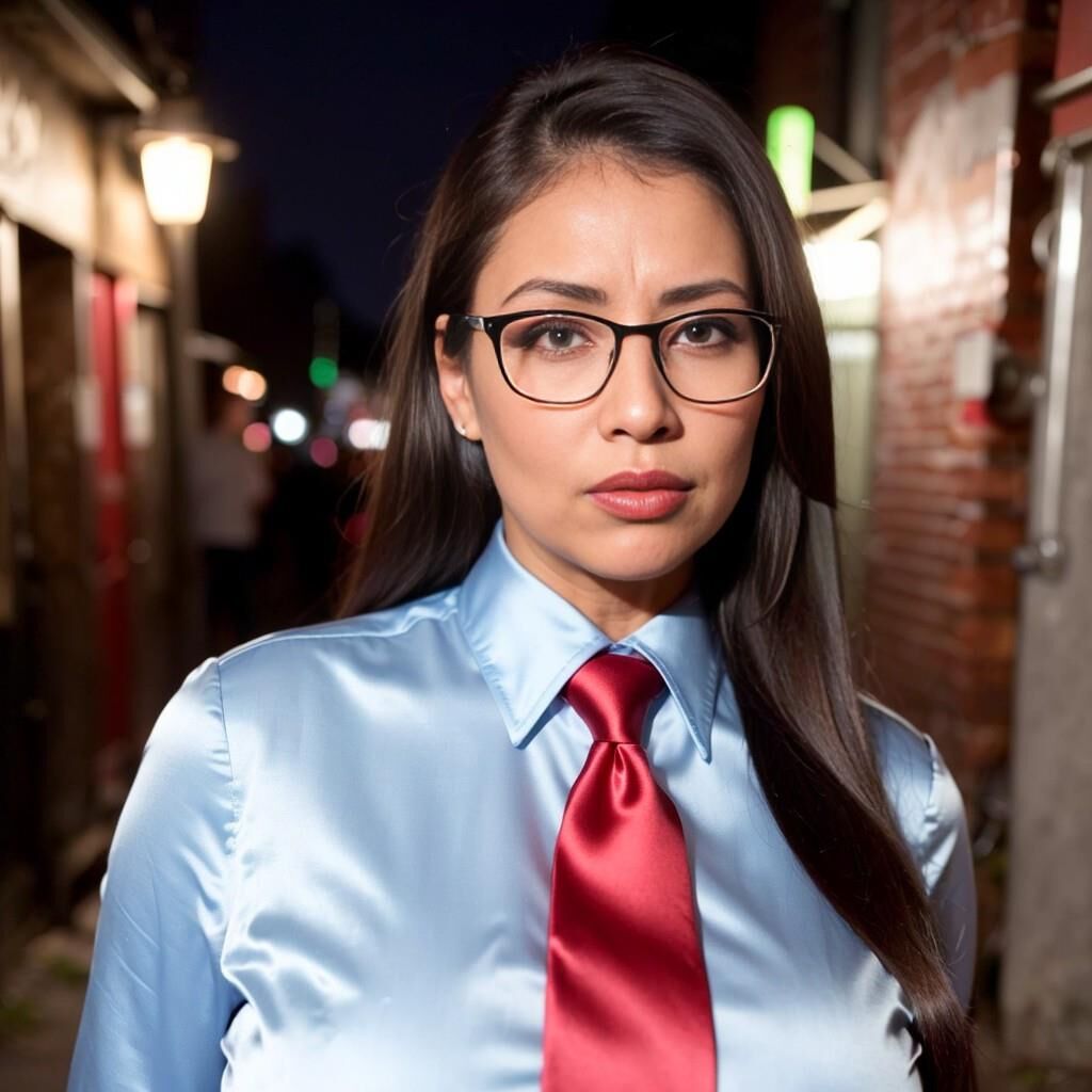 Women in Satin Shirt and Tie