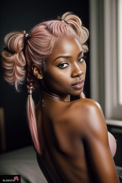 Black Beauty with pink hair and underware