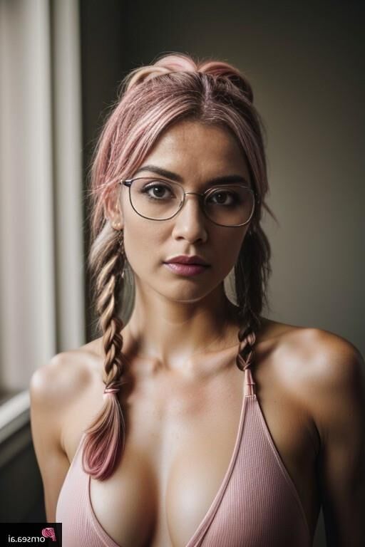 Scandinavian Sexy Glasses-Nerd with pink hair