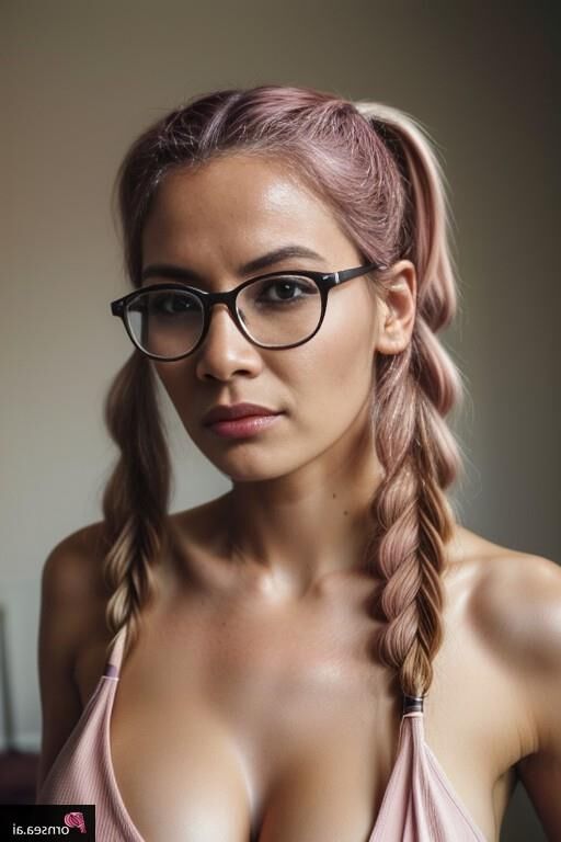 Scandinavian Sexy Glasses-Nerd with pink hair