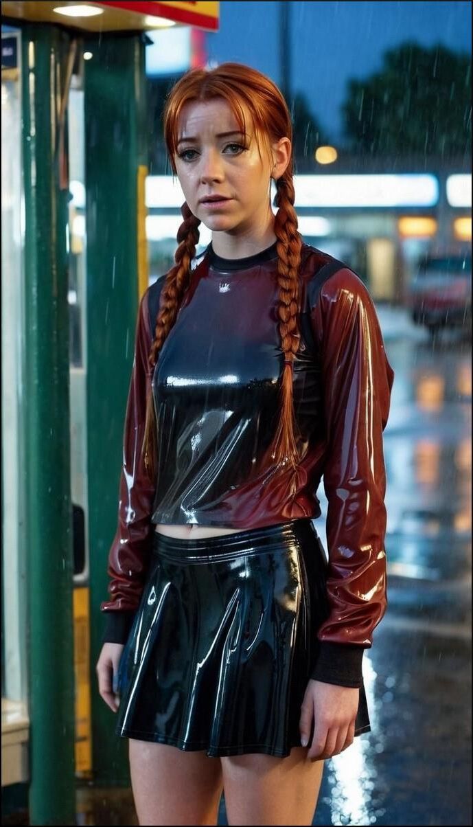 Alyson Hannigan Wet Rainwear Latex Fetish AI Sexy Kink