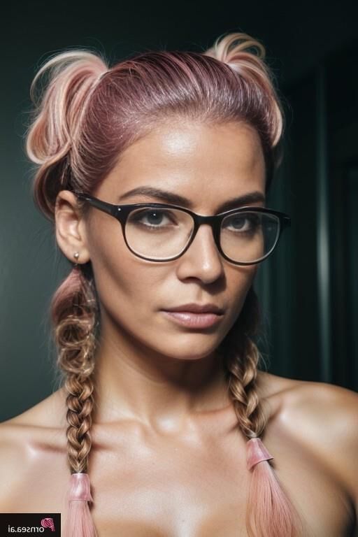 Scandinavian Sexy Glasses-Nerd with pink hair