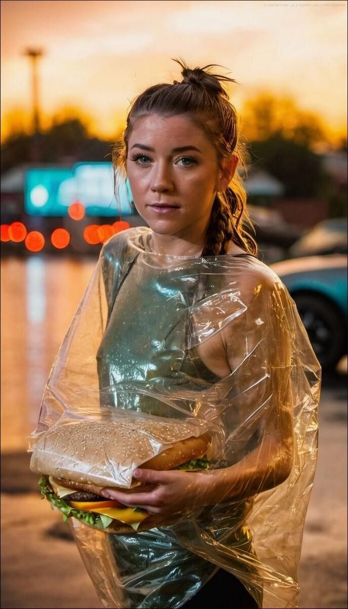 Alyson Hannigan Ropa impermeable mojada Látex Fetiche AI ​​Sexy Kink