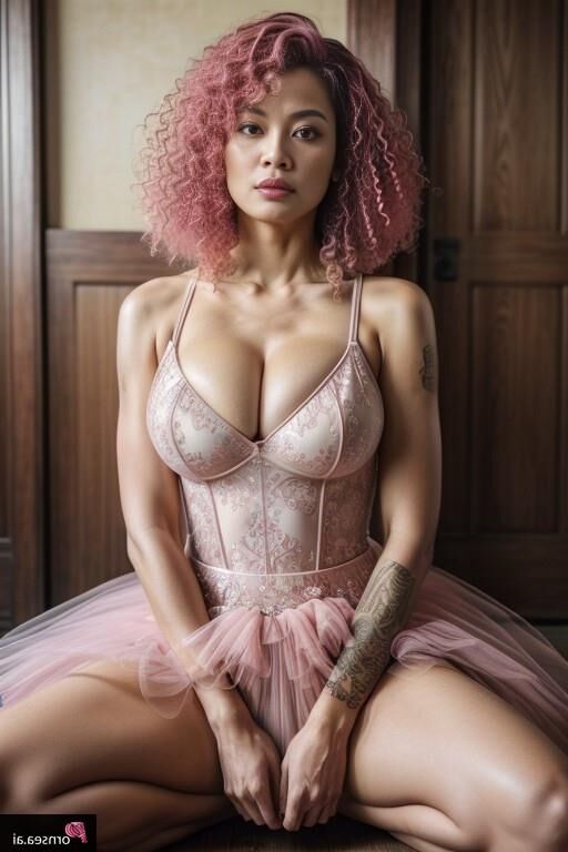 Séance photo : filles asiatiques en lingerie rose 2