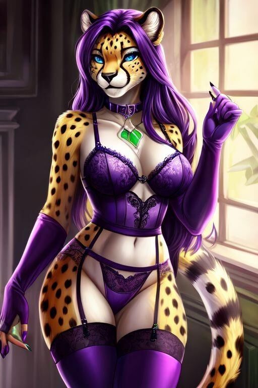 AI Cheetah Purple Hair