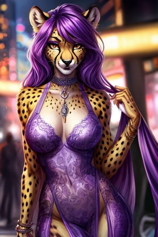 AI Cheetah Purple Hair