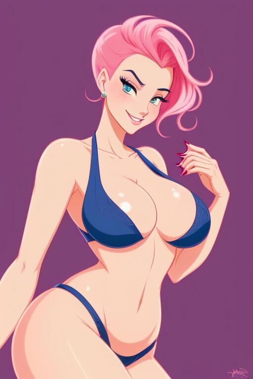 Pink haired cartoon beauty (AI)