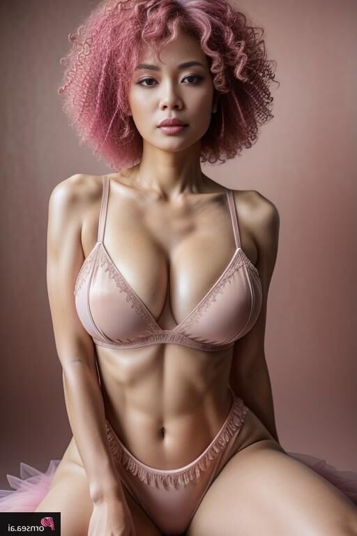 Séance photo : filles asiatiques en lingerie rose 2