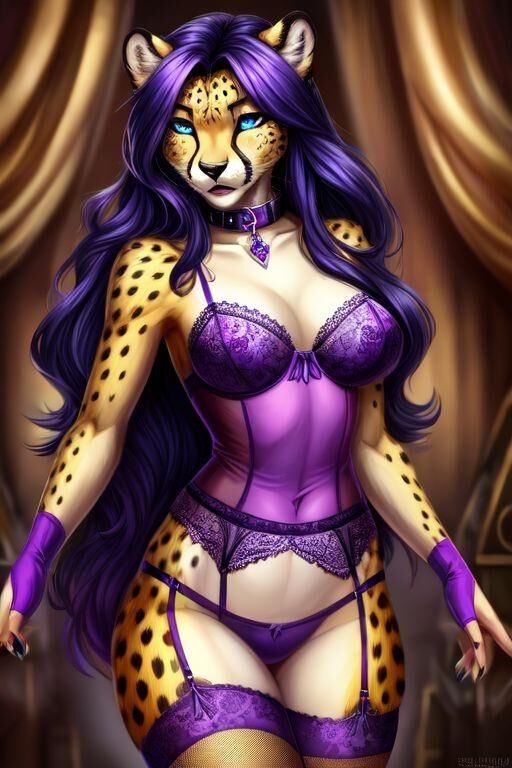 AI Cheetah Purple Hair