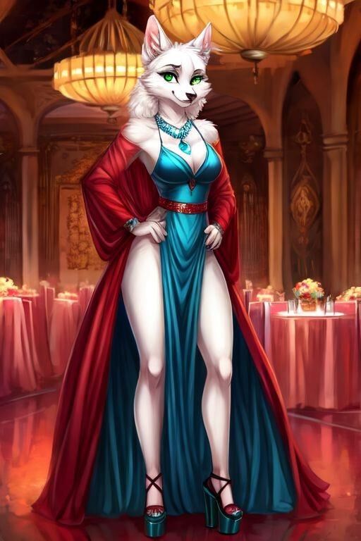 AI Furry em vestido de noite