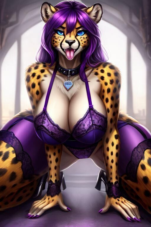 AI Cheetah Purple Hair