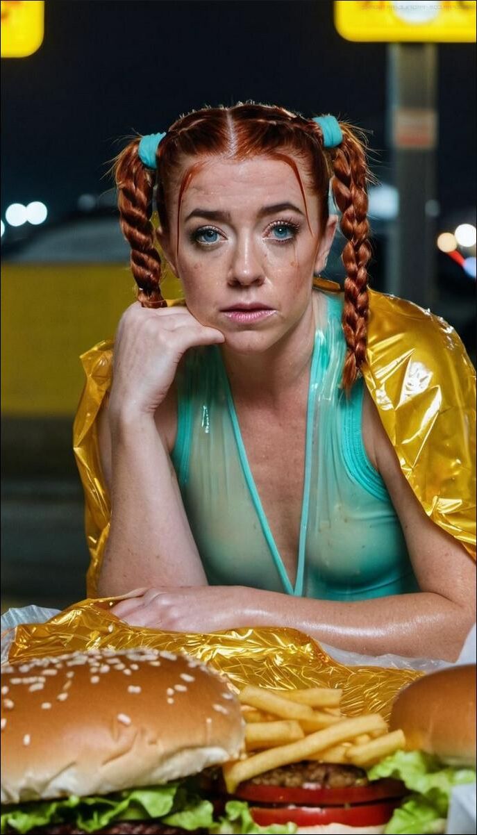 Alyson Hannigan Ropa impermeable mojada Látex Fetiche AI ​​Sexy Kink