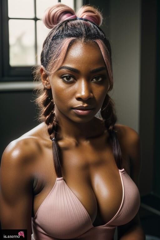 Black Beauty with pink hair and underware