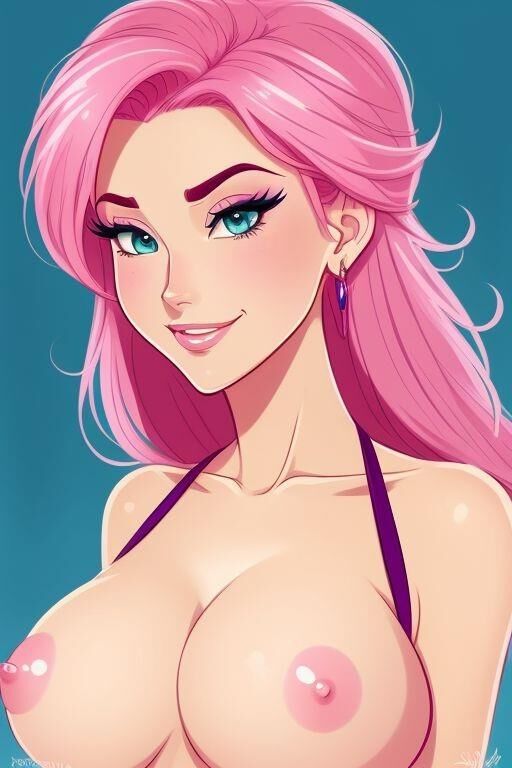 Pink haired cartoon beauty (AI)