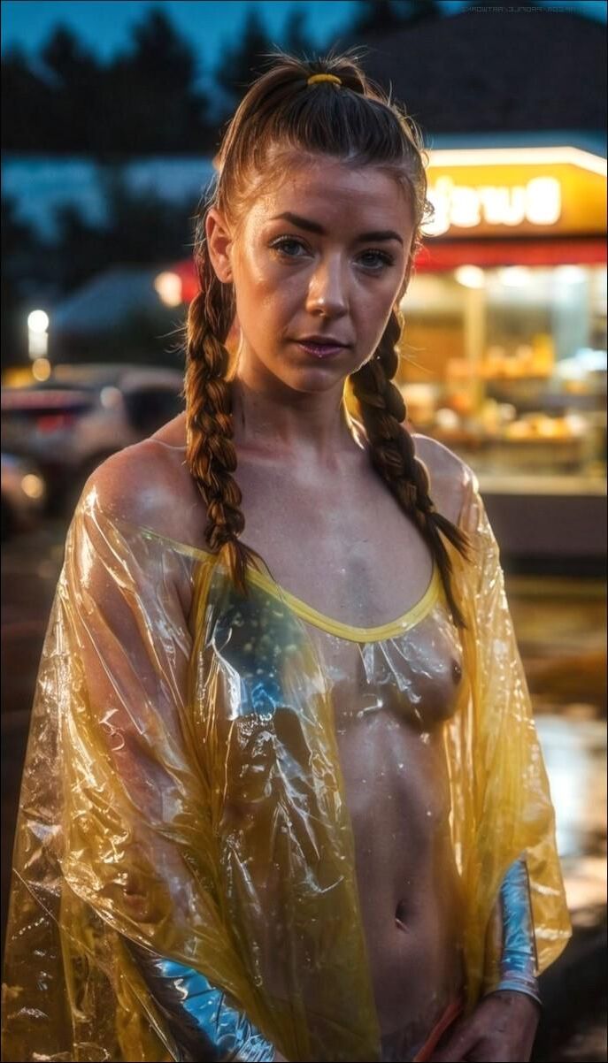 Alyson Hannigan Ropa impermeable mojada Látex Fetiche AI ​​Sexy Kink