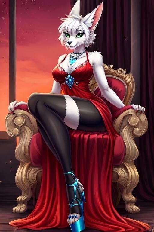 AI Furry em vestido de noite