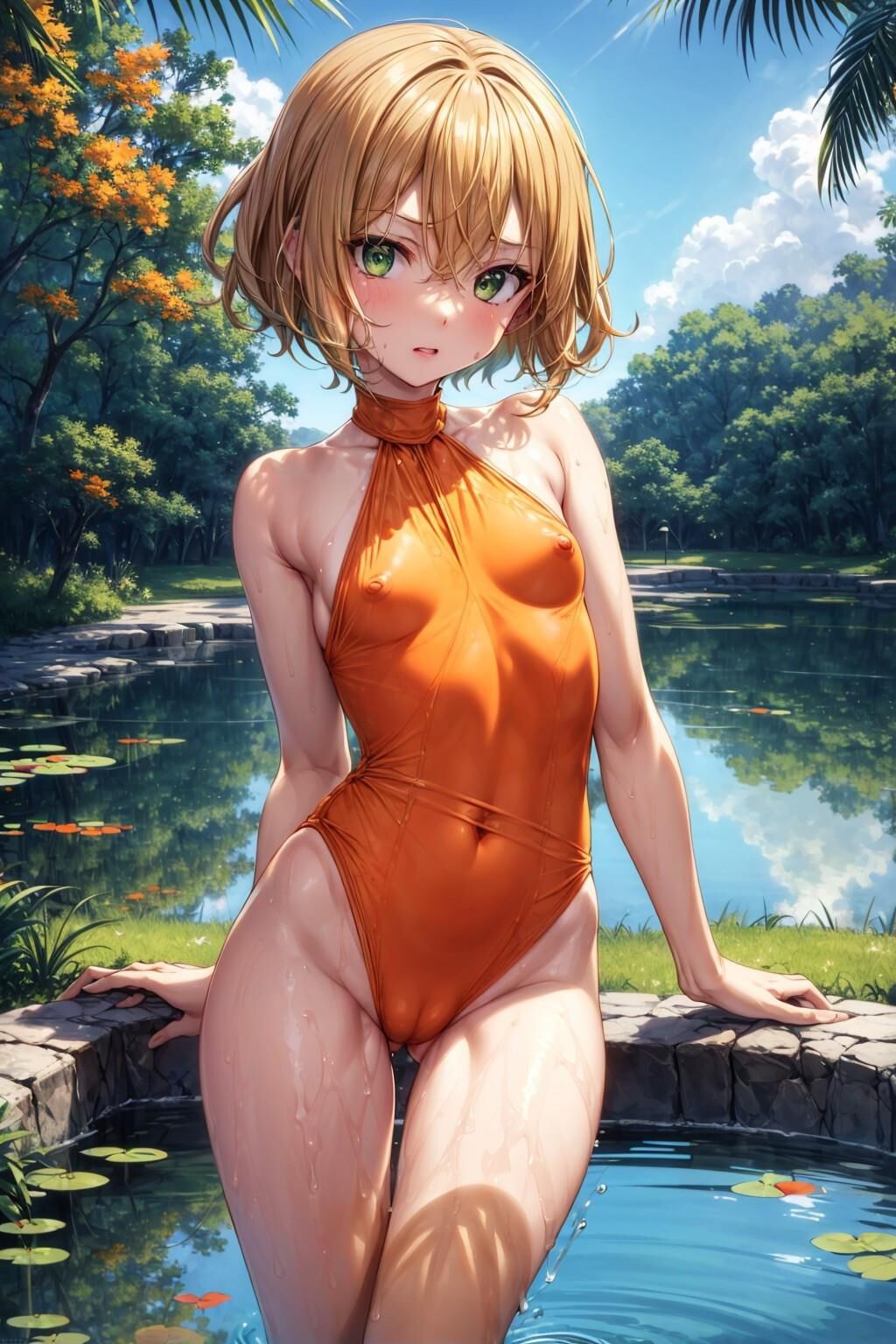 (AI Generated Hentai) Swimsuit Centerfold w/ Hinata